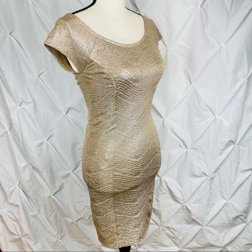 Guess | Gold Cap Sleeve Mini Dress | 6